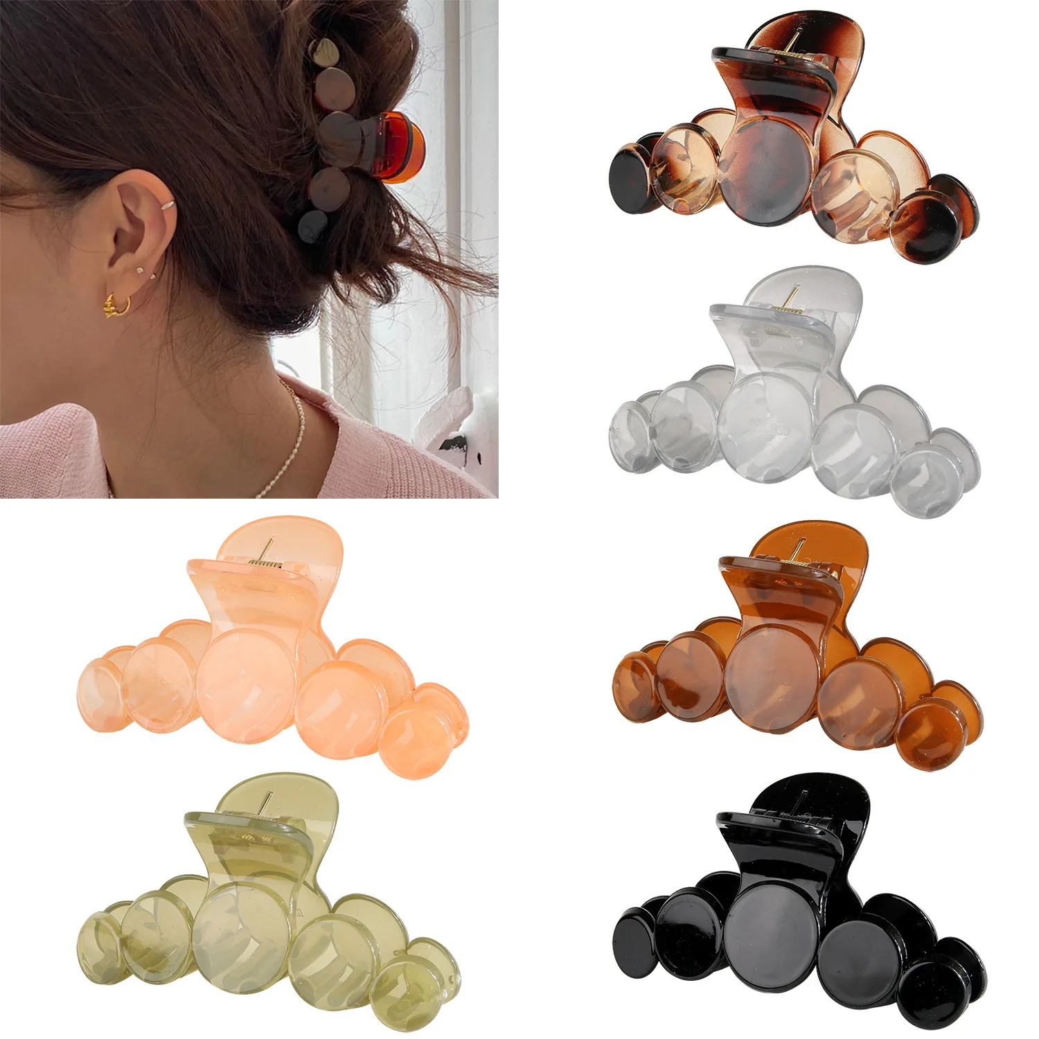 

Korean Simple Large Hair Claw Elegant Acrylic Ponytail Hairpin Barrette Hair Crab Clip Headwear for Women Girls Hair Accessories