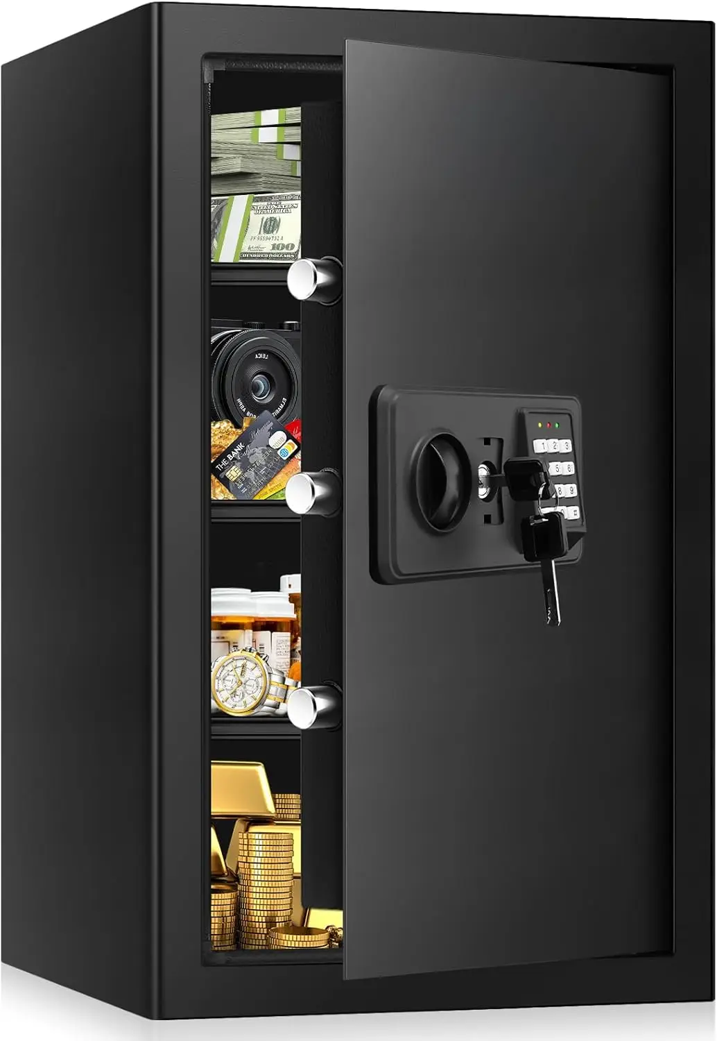 

Large Fireproof Waterproof Home Safe with Digital Keypad, Alarm System, and Spare Keys for Documents Money Valuables