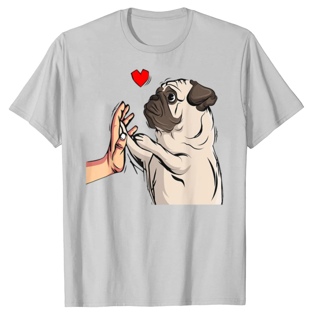 Pug Love Lustiges Hundeliebhaber-Grafik-T-Shirt für Männer und Frauen, modisches, lässiges T-Shirt aus 100 % Baumwolle, lockeres, übergroßes T-Shirt – Detail 3