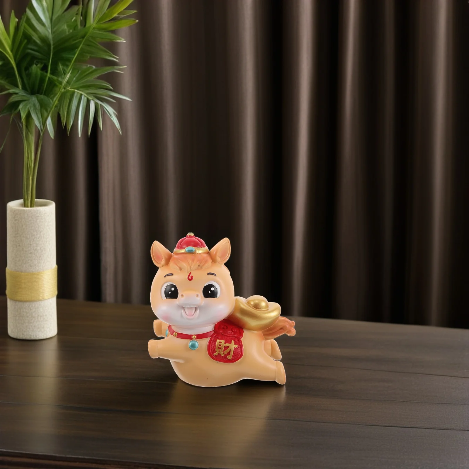 

Chinese Zodiac Table Decoration Horse Piggy Bank Festival for Savings Statue Ceramic Coin Blessing