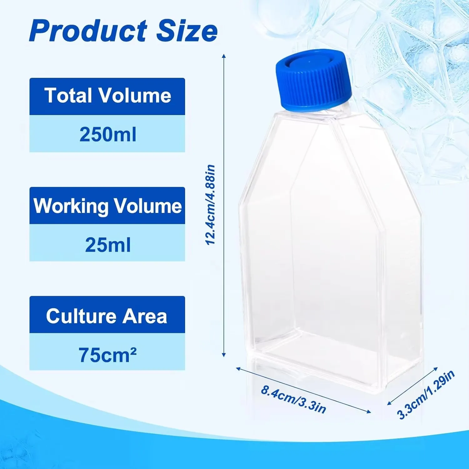 IKEME 5 Pieces Plastic Sterile Tissue Cell Culture Flask or Bottle with Filter Cap