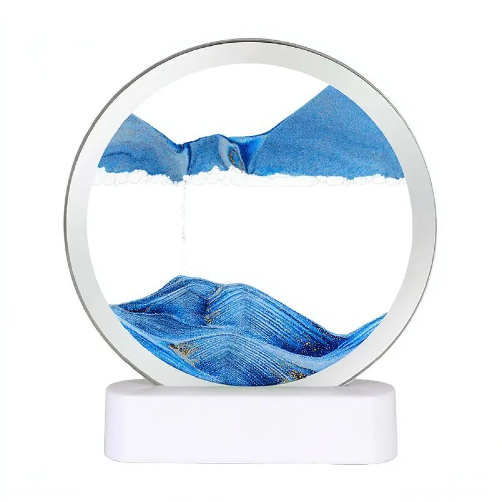 3D Dynamic Sand Art Table Lamp Modern Quicksand Painting Decorative Light Home Office Decor Creative Birthday Gift