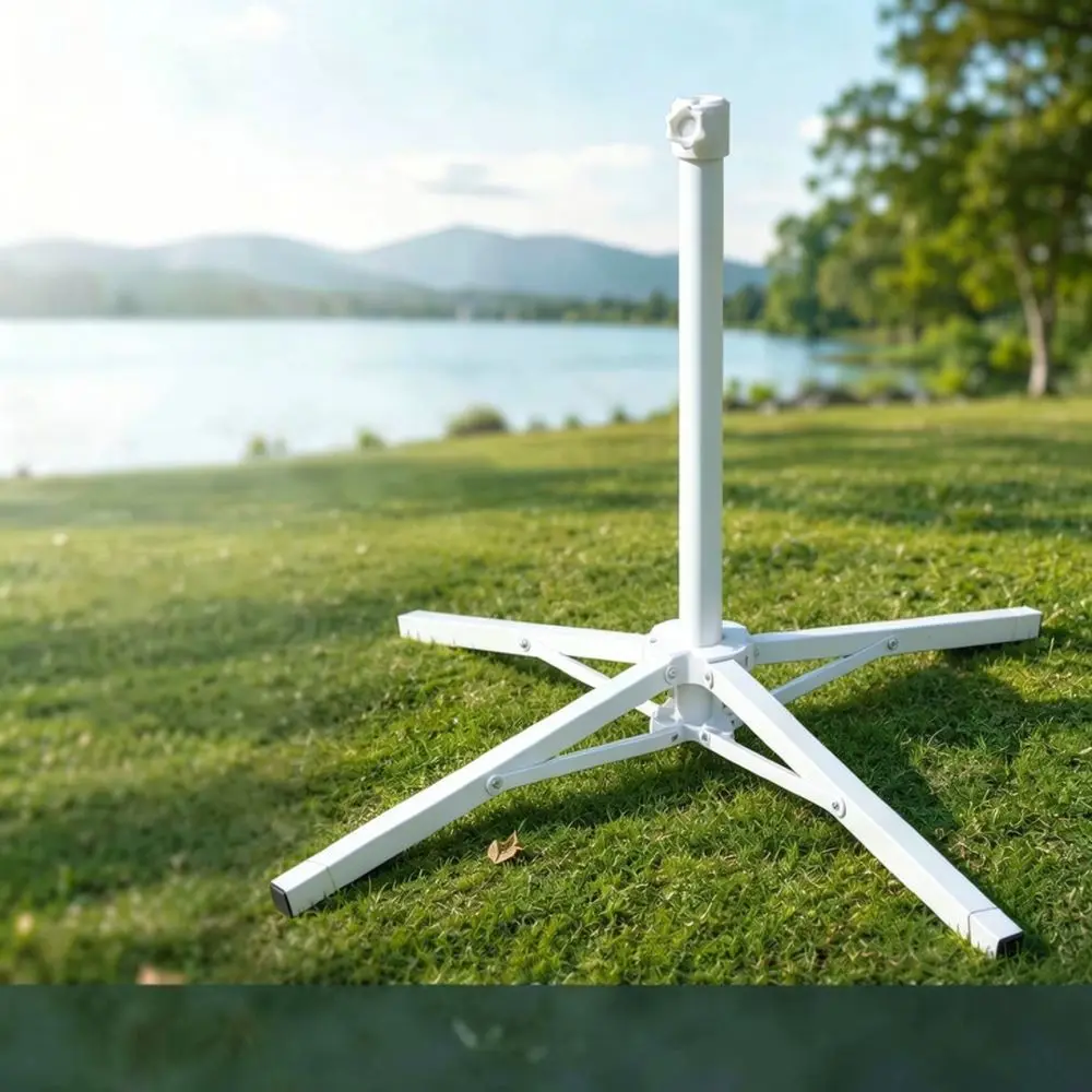Portable Folding Fishing Umbrella Stand High Carbon Steel Four Legged Base Outdoor Garden Patio Sunshade Fixed Support