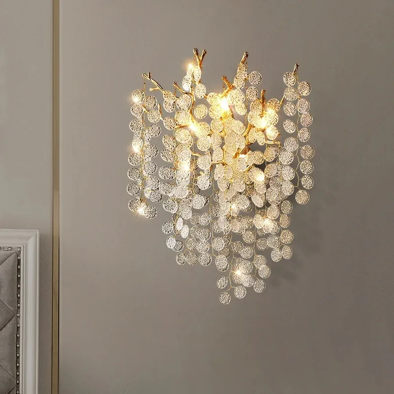 Nordic Crystal Wall Lamp, Luxo Ouro Luz, Iluminação Decoração, Sala de estar, Quarto, Cabeceira, Sala de jantar, Corredor, K9