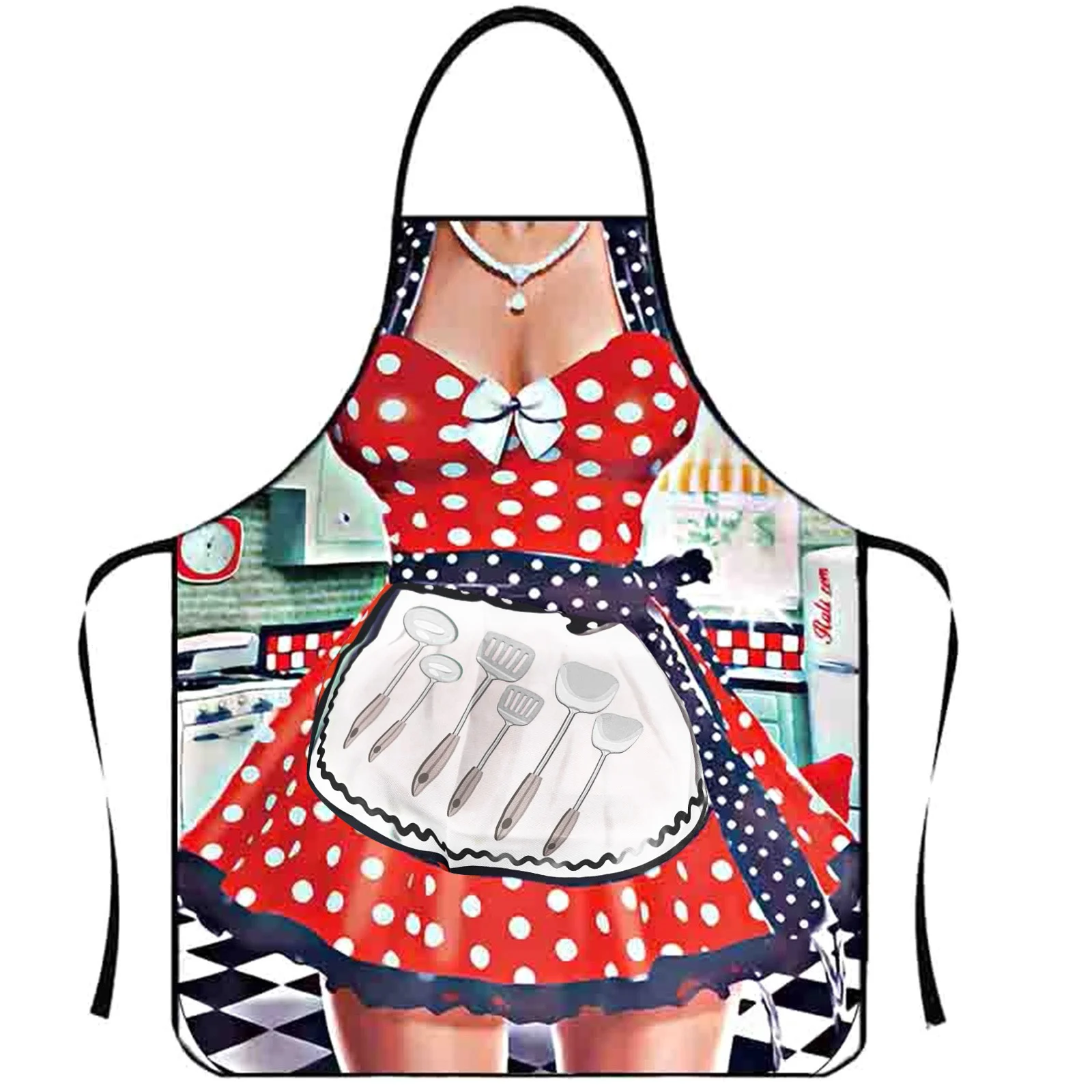 

80x60cm Funny Novelty Apron Retro Housewife Print Creative Kitchen Bib For Cooking Baking Party Gag Gift 2026 Trending Delantal