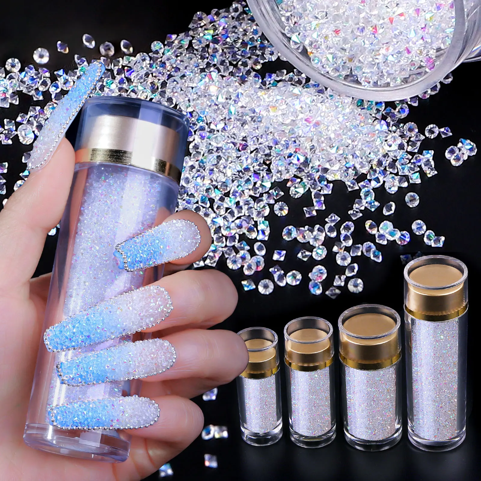 

10-45g Glitter Micro Spirit Beads Tiny Glass Diamonds Caviar Nail Art Rhinestones Decorations Clear AB Jewelry Manicure Charms