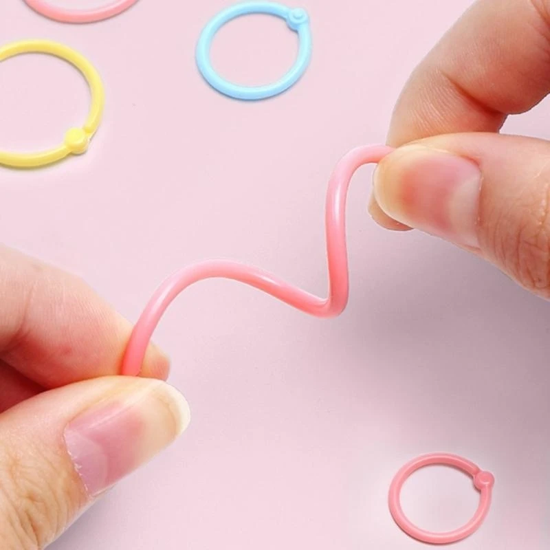 090F Plastic Binder Rings,Flexible Loose Leaf Book Rings,Colorful DIY Keychain Rings