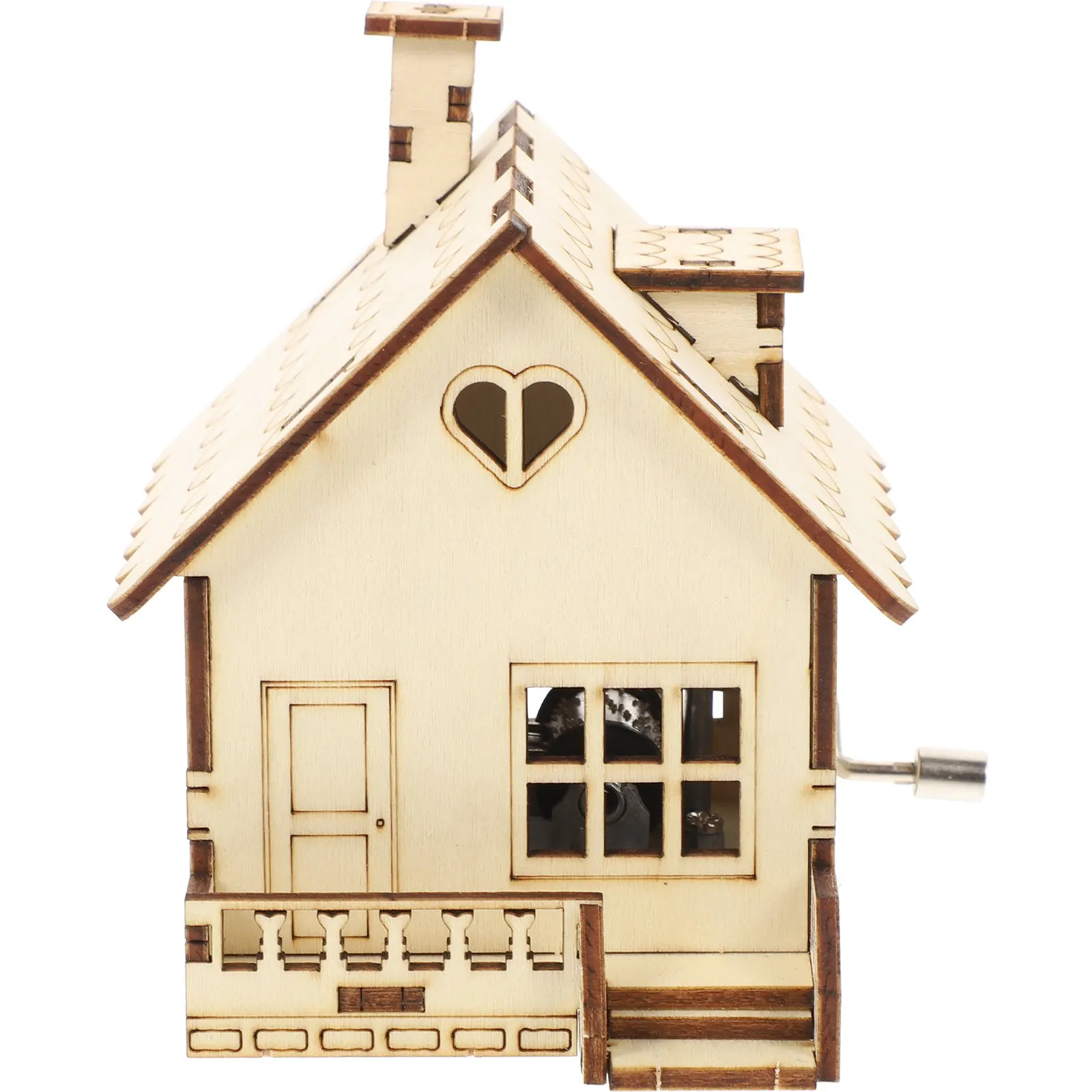 

Деревянная музыкальная шкатулка в форме домика с ручным приводом, изящный музыкальный декор для детей, малышей, гостиной, офисного стола, центральное украшение для дома