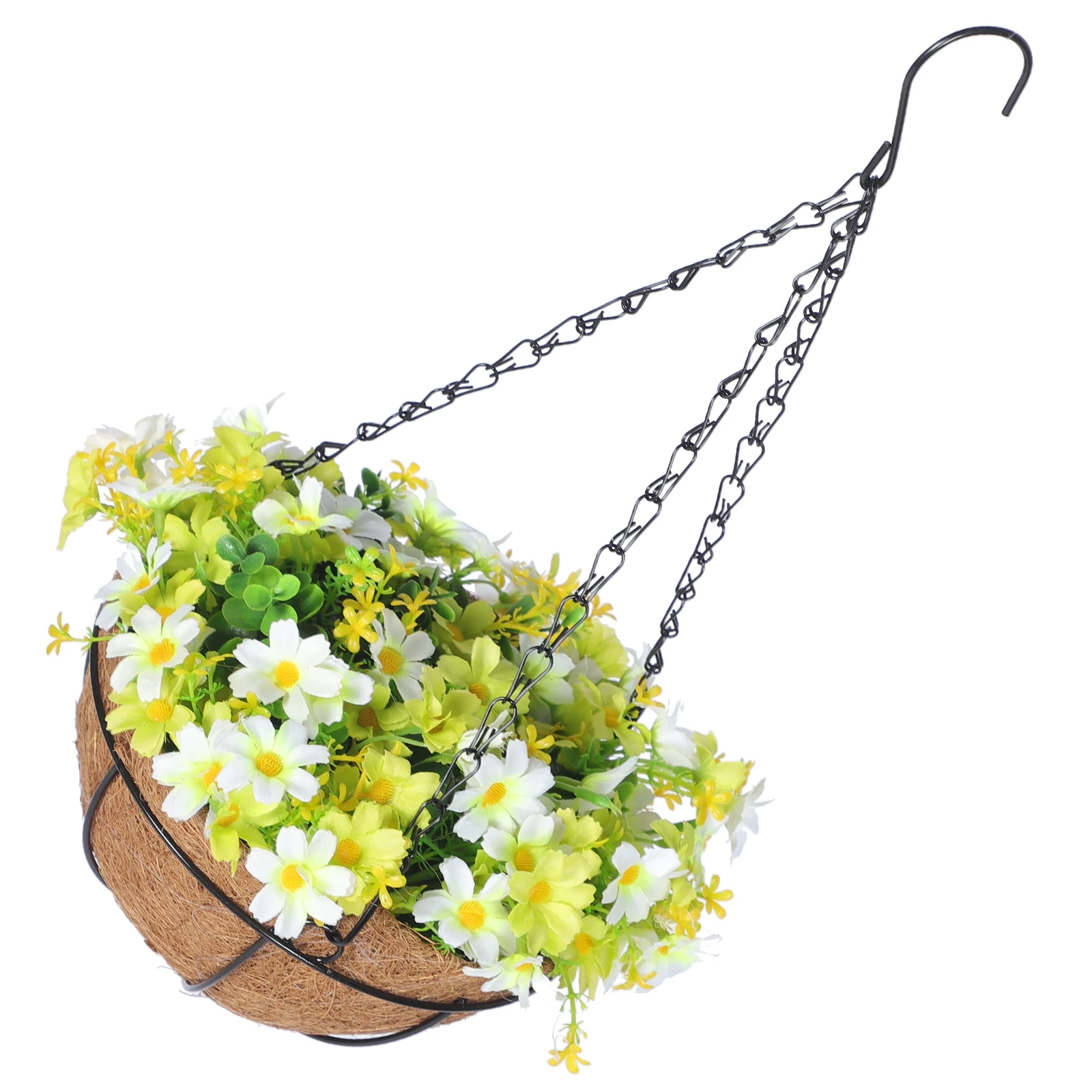 

Artificial Flower Hanging Basket Silk Iron Material Home Office Decor For Living Room Garden Café Fake Plants Decor