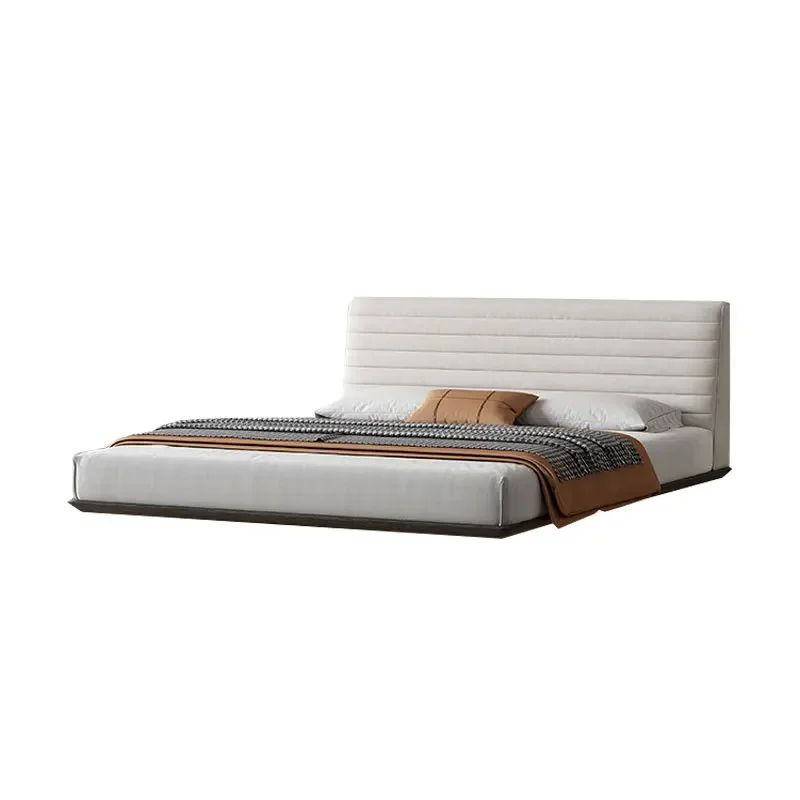 Suspended bed, Italian minimalist suspended bed fabric bed, modern minimalist double bed 1.8 meters master bedroom