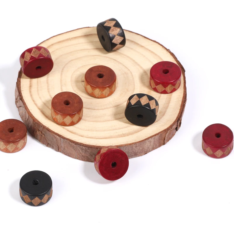 10 Stück 8 x 15 mm flache, runde Holzperlen, Retro-Zylinder, lose Abstandsperlen für Armbänder, Halsketten, Ohrringe, DIY-Schmuckzubehör