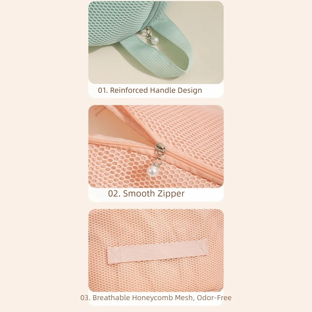 Portable Mesh Makeup Bag Hand-held Breathable Cosmetic Bag Visible Large Capacity Toiletry Organizer Bag Wash Bag