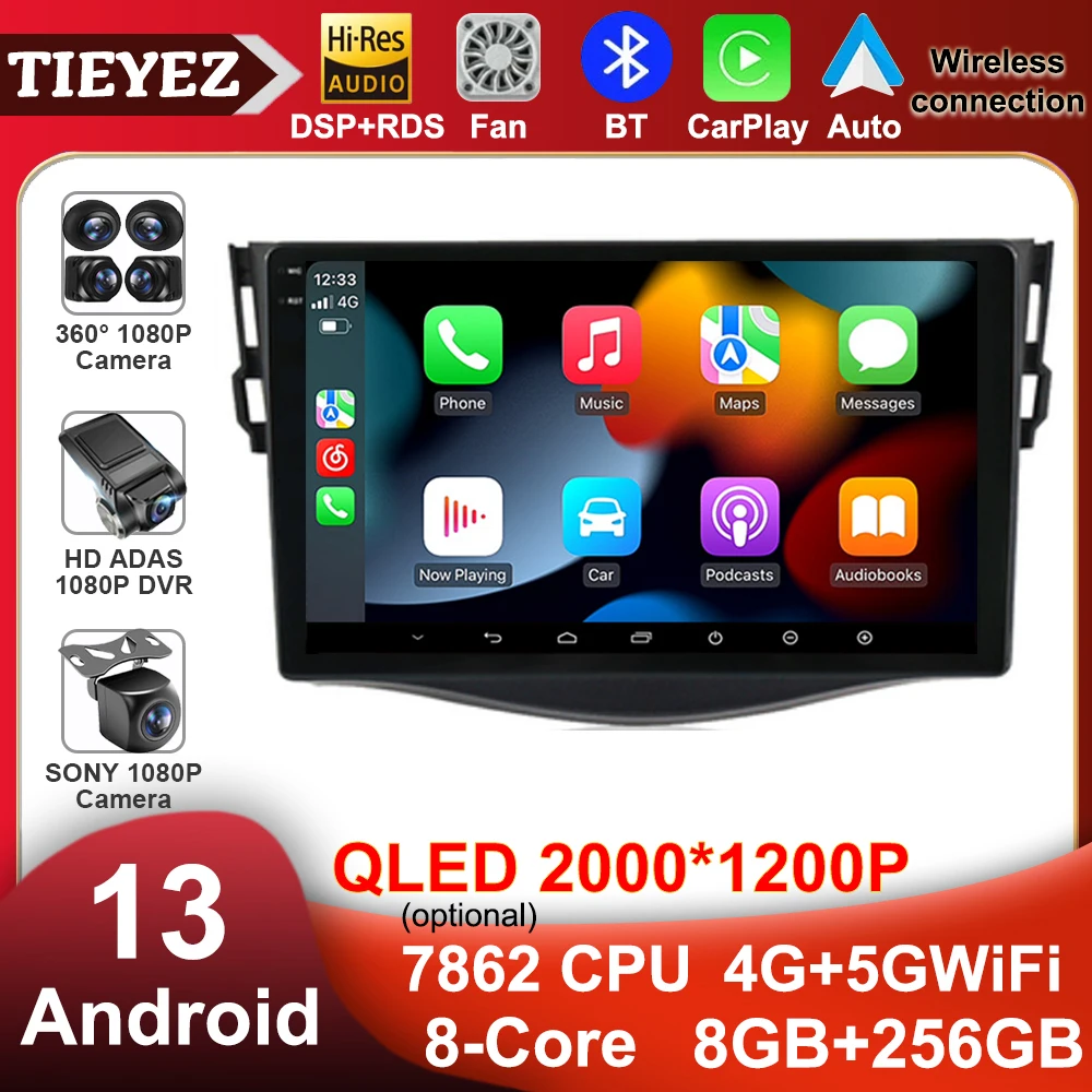 

Android 13 Car Radio For Toyota RAV4 2005-2013 Multimedia Video Player Navigation Stereo Head Unit Wireless Carplay Speakers