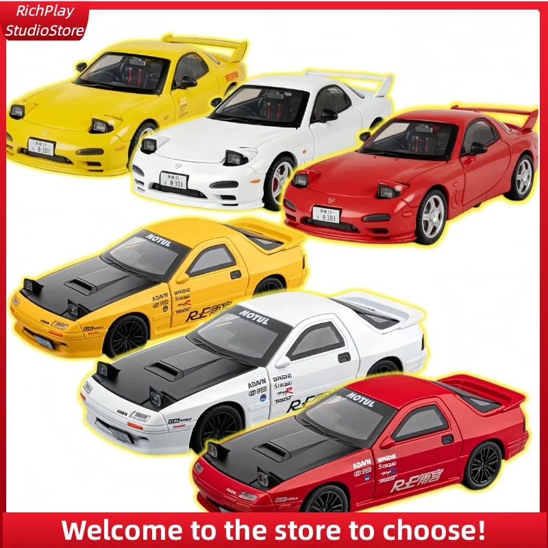 1: 32 RX7-FD Model Car Sound and Light Pull Back Door Opening Mini Home Decoration Ornament Collectibles Hobbies Exquisite Gifts
