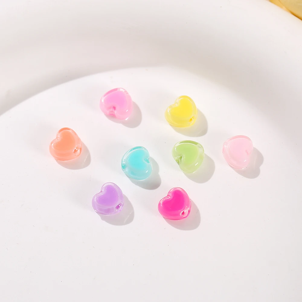 50pcs/Lot 7x8mm Acrylic Heart Beads for Jewelry Making Loose Spacer Beads DIY Necklace Bracelet Accessories Supplies