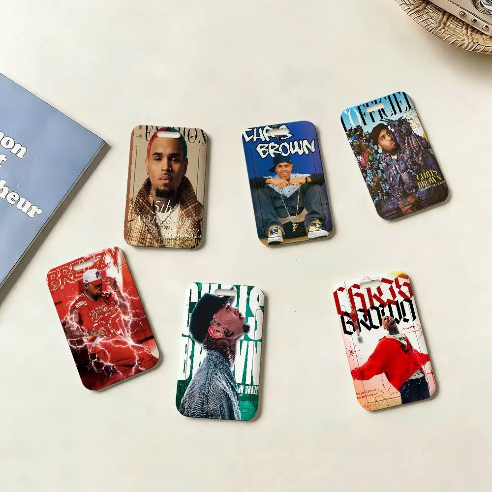 C-Chris B-Brown Rapper Badge Holder Lanyards Keychain Women New Cartoon Card Holders Neck Straps Student Credential For Gift