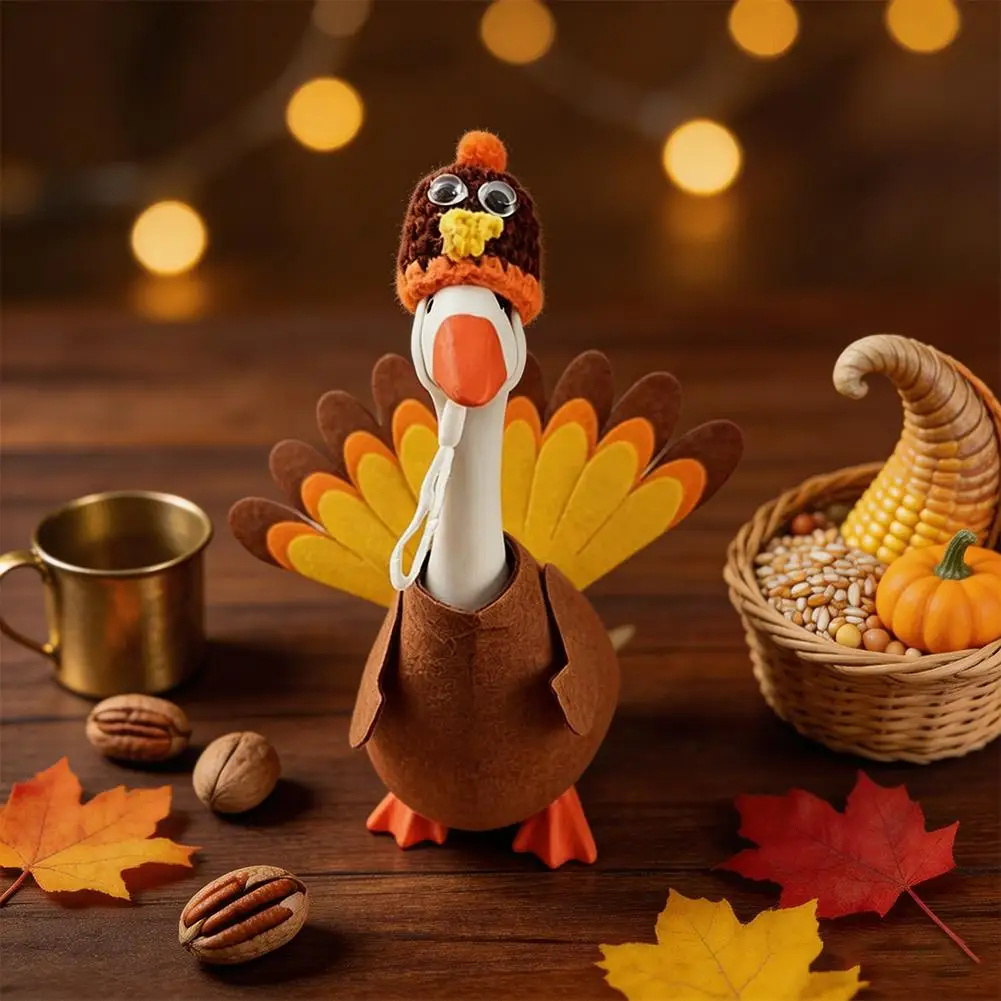 Haustierkleidung, 7-Zoll-Schreibtischgans, Thanksgiving-Outfits, Mini-Schreibtischgans, Thanksgiving-Kleidung, Truthahn-Kostüm, Dekoration für den Schreibtisch – Detail 7
