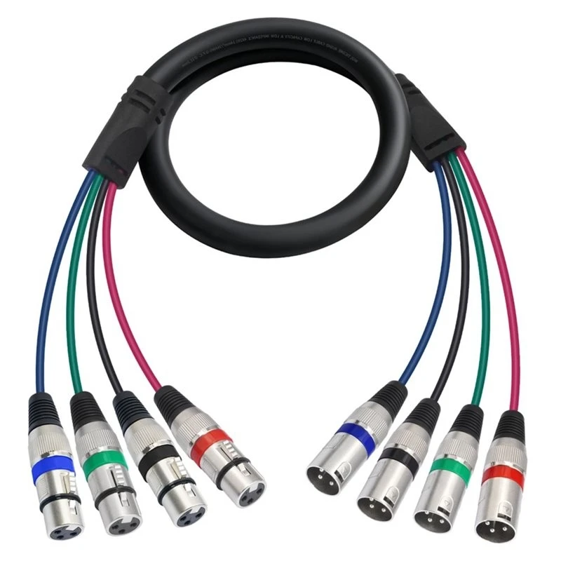【A17Z】4 Channel XLR Male To Female Snake Cables Microphone Patch Cable 3Pin XLR Speaker Cable For Live, Recording, Studio