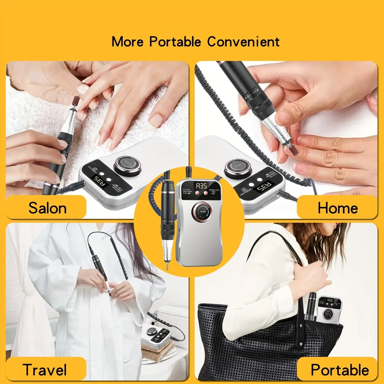 Professional 35000RPM เครื่องเจาะเล็บไฟฟ้าแบบชาร์จไฟได้สําหรับเล็บอะคริลิคเจลกําจัดเล็บมือและเล็บเท้าชุด