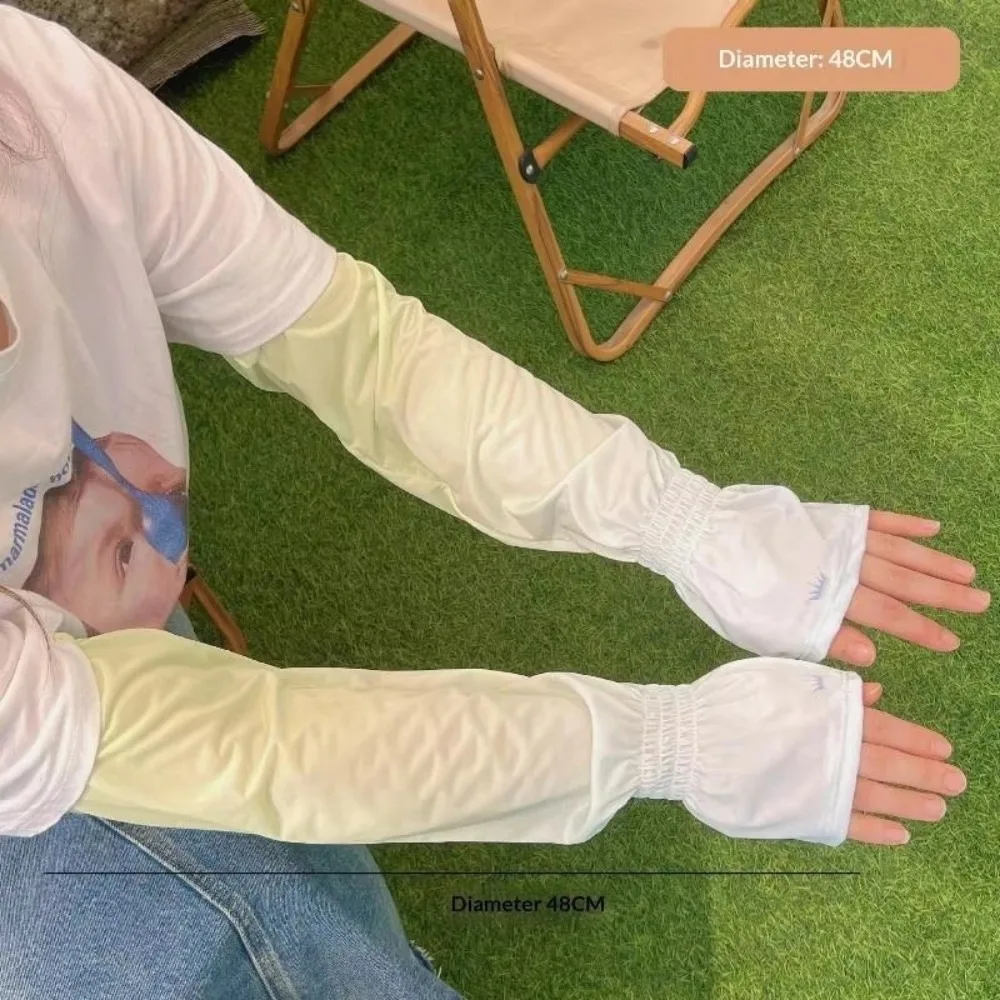 

Gradient Color Ice Silk Arm Sleeves Breathable Loose Fit Sun Protection Arm Sleeves Elastic Long Sleeve Fingerless Arm Sleeves