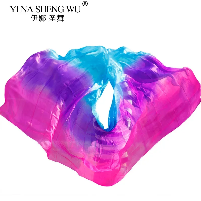 Customized 100% Silk Belly Dance Veil Dance Accessories Silk Veils Hand Dyed Gradient Color Real Silk Veil 5 Sizes 200/250/300cm