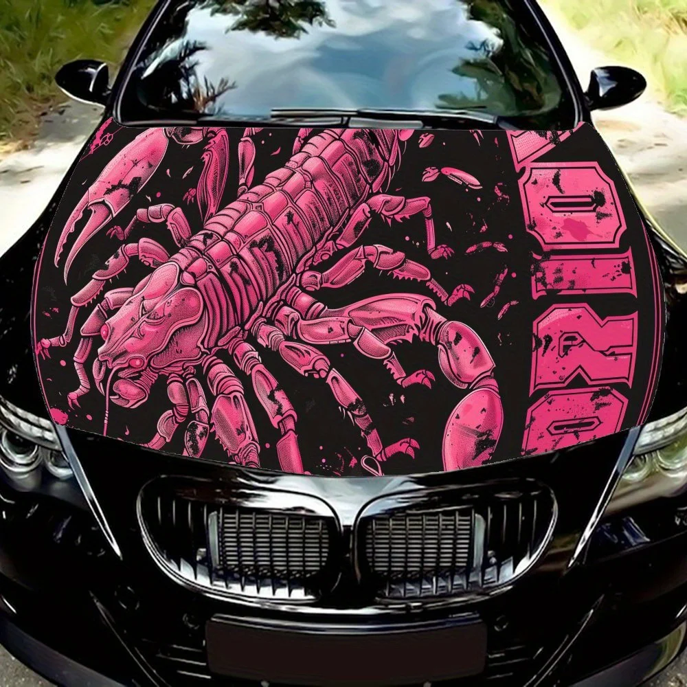 

A powerful pink scorpion Car Hood Vinyl Wraps Sticker, Car Engine Decal, Waterproof Self-adhesive Car Packaging Cover, Universal