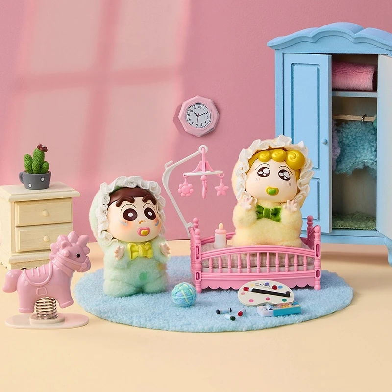 52 لعبة تلوين شين تشان الطفل سلسلة الفينيل أفخم صندوق أعمى لطيف أنيمي شخصية دمية سطح المكتب العصرية حلية لعبة من الكارتون هدية