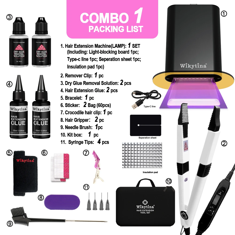 Professionele UV-licht haarextensies Machine Salon Grade Tools UV-uithardende lijm Lijmverwijderaar Machine Complete stylingkit