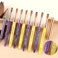 Pinceau à gel ovale et plat pour nail art UV, 1 pièce, design professionnel, pour salon, maison, manucure DIY 3