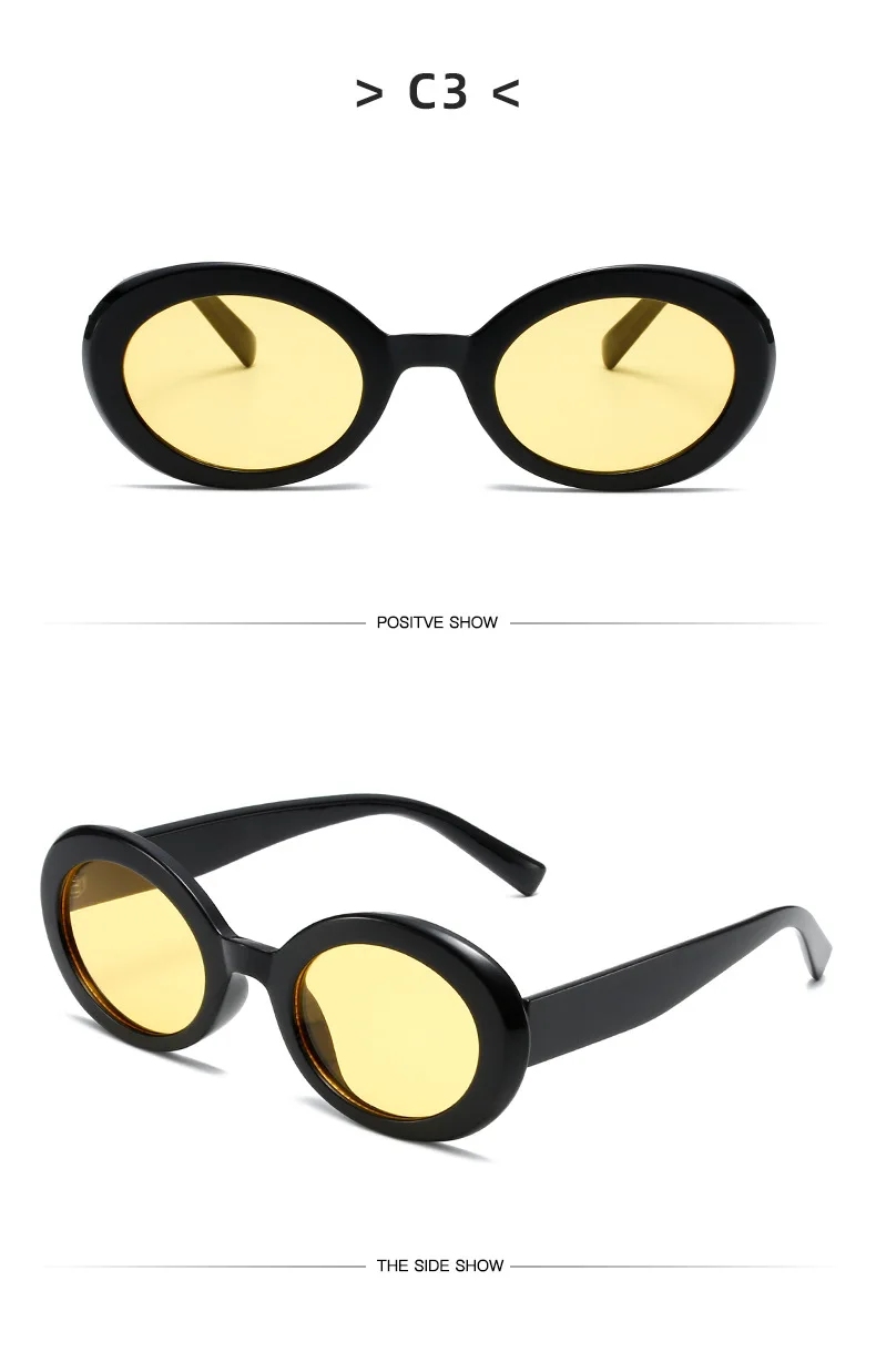 SO&EI Neue Ovale Gelee Farbe Frauen Sonnenbrille Mode Gelb Grün Shades UV400 Männer Trend Gradienten Sonnenbrille – Detail 9