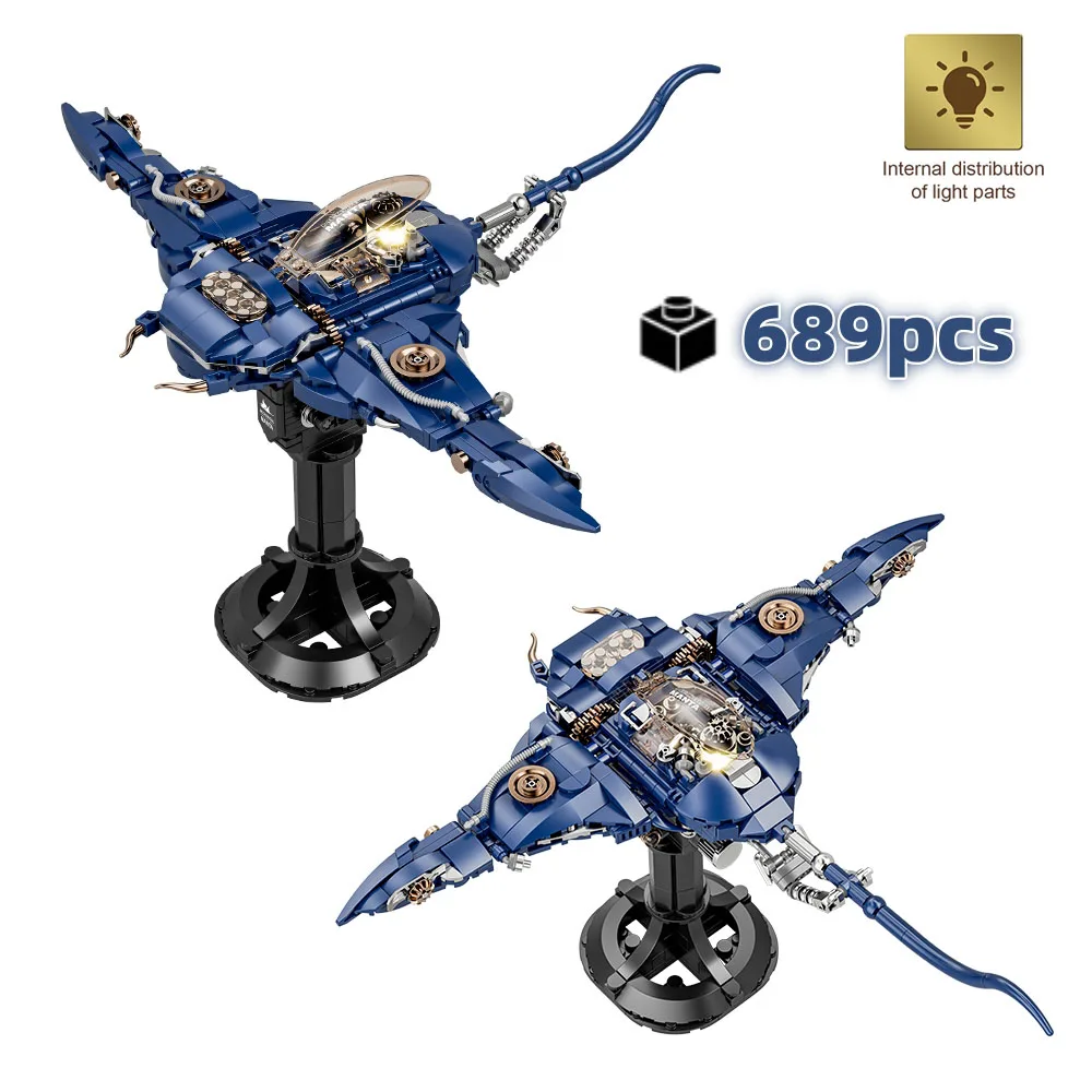 

FUNXINEE Mechanical Manta Ray Ocean Animal Building Blocks Set MOC Style Light Up Construction Kit Christmas Birthday Gifts