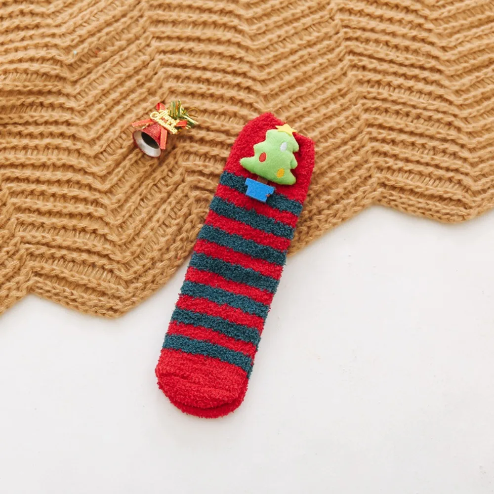 

Новые рождественские носки-тапочки, нескользящие мягкие носки из кораллового флиса, теплые утепленные носки средней длины, домашние