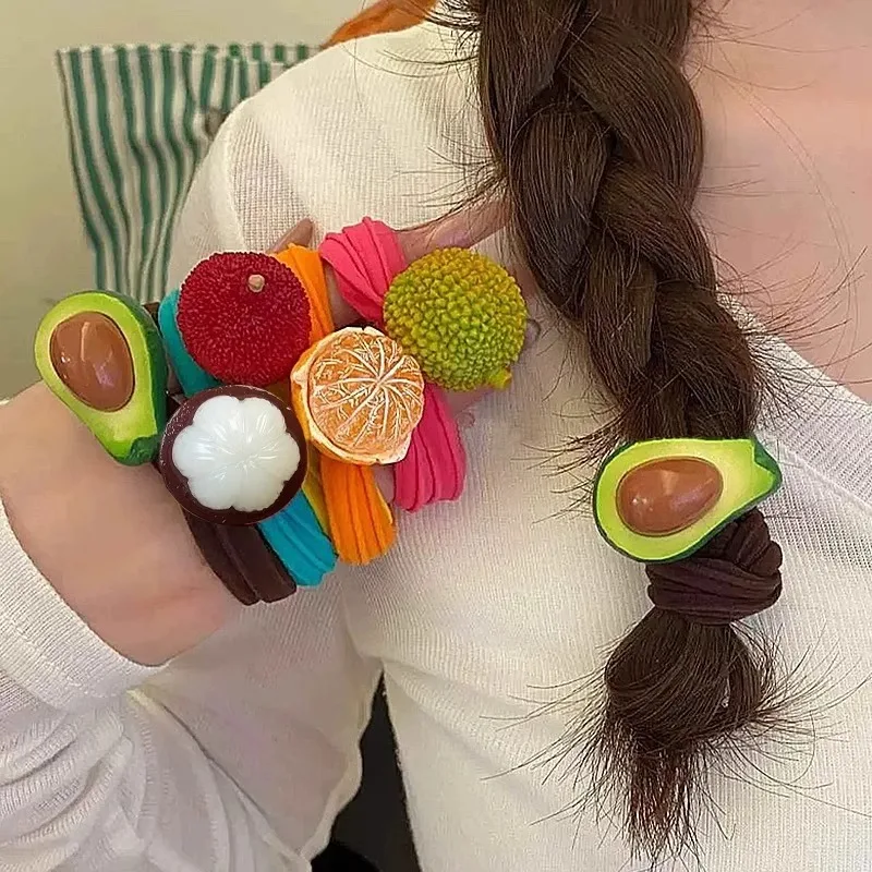 

1 Pcs Women's Hair Scrunchies New Creative Fruit Cute Kawaii Sweet High Elasticity Head Bands Personalized Hair Accessories Girl