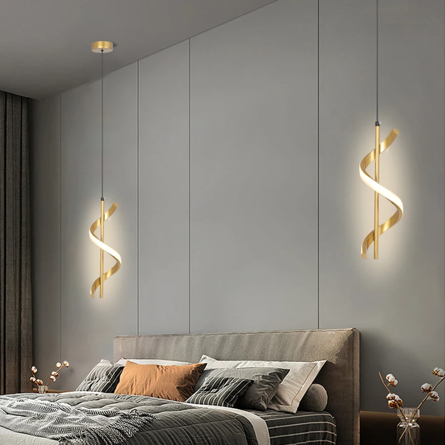 Living room background wall pendant light LED modern luxury minimalist entrance bar table lamp fish shaped bedroom bedside lamp