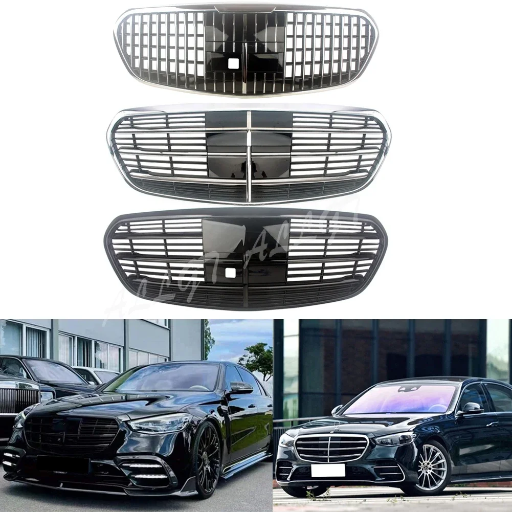 Front Racing Facelift Grille Upper Radiator For Mercedes-Benz W223 S-Class S350 S400 S450 S500 S580 S680 2021+ OE Maybach