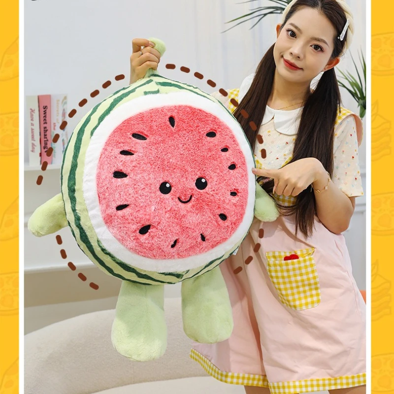 Running Watermelon Pillow Plush Toy Sofa Bedhead Pillow Chair Cushion Large Dormitory Backrest Soft Silly Expression Plush Toy