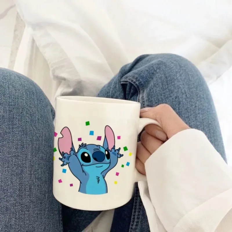 New Lilo & Stitch Ceramic Animated Mug Milk Water Cup Male and Female Couple Ins Style Girls Simple Personalized Cute Cup Gift