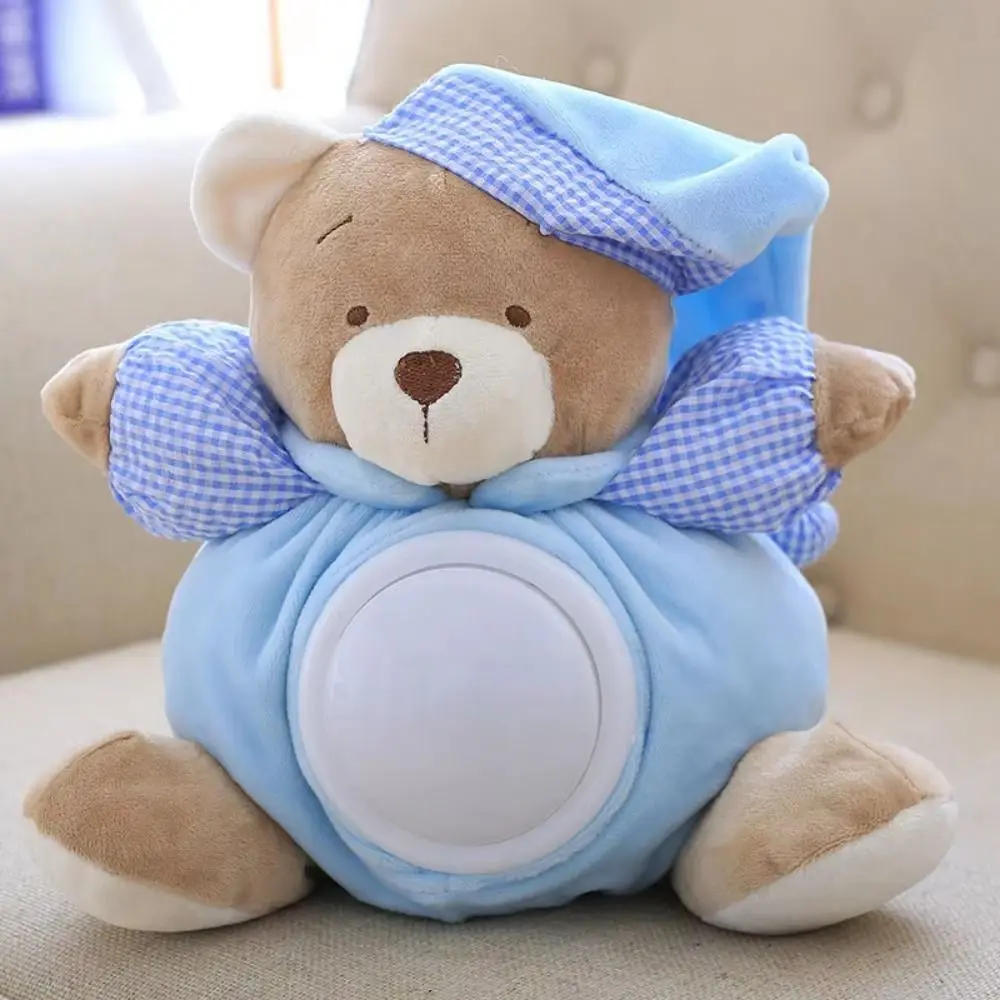 Jouets musicaux sûrs pour apaiser l'ours, lumière respiratoire, sommeil doux, confort, Type presse, poupées interactives pour nouveau-né