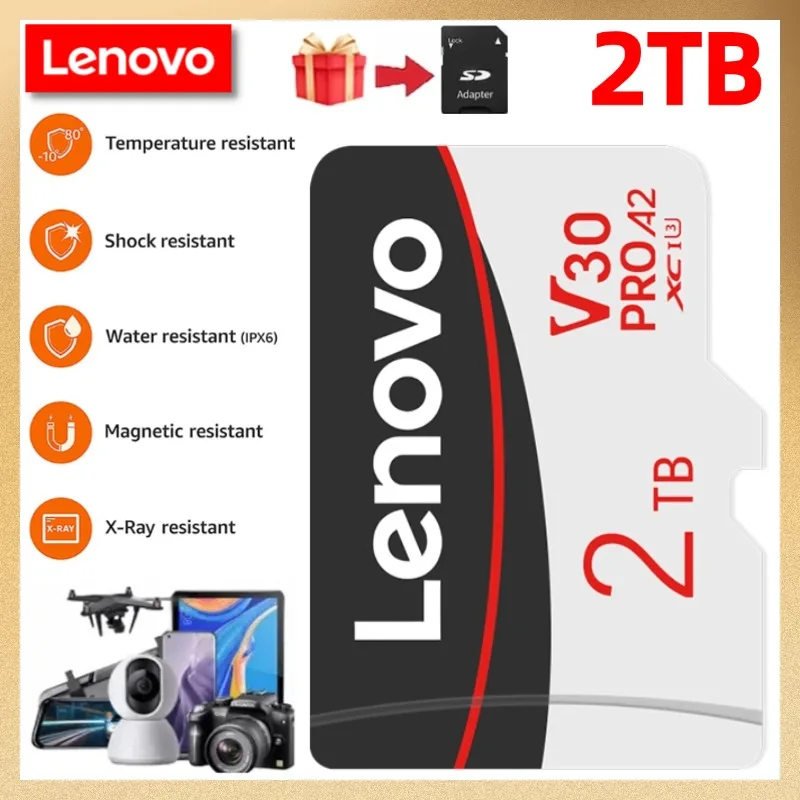 Original Lenovo 2TB Memory Card 128GB Class 10 V60 1TB Mini SD Card 512GB 256GB A2 U3 Micro TF SD Card 128GB High Speed TF Card