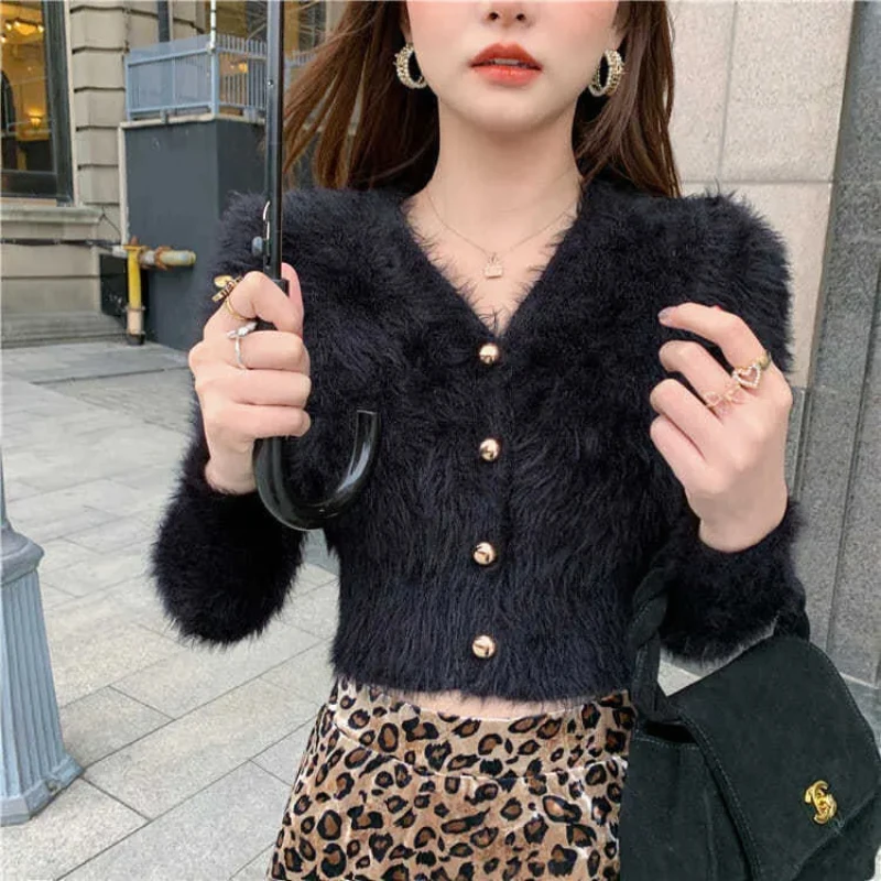 

2024 Autumn and Winter College Style Sweet and Fresh Long Sleeved Sweater Cardigan Slim Fit Solid Color Women's Jacket Top