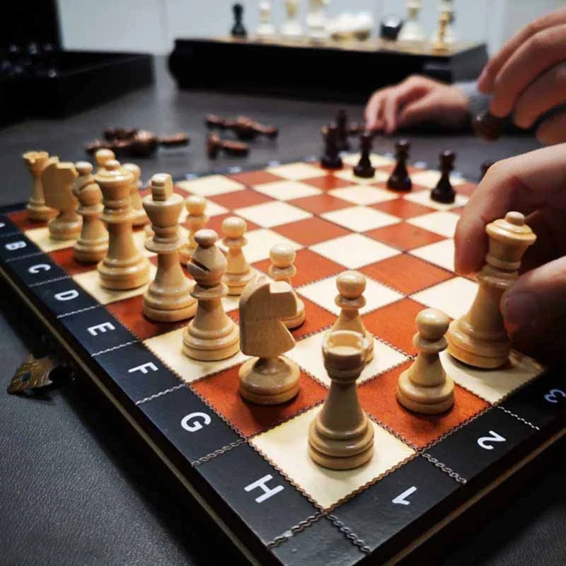 International Wooden Chess Set Luxury Handmade Solid Wood Chess Adult Children Puzzle Travel Board Games Family Table Games