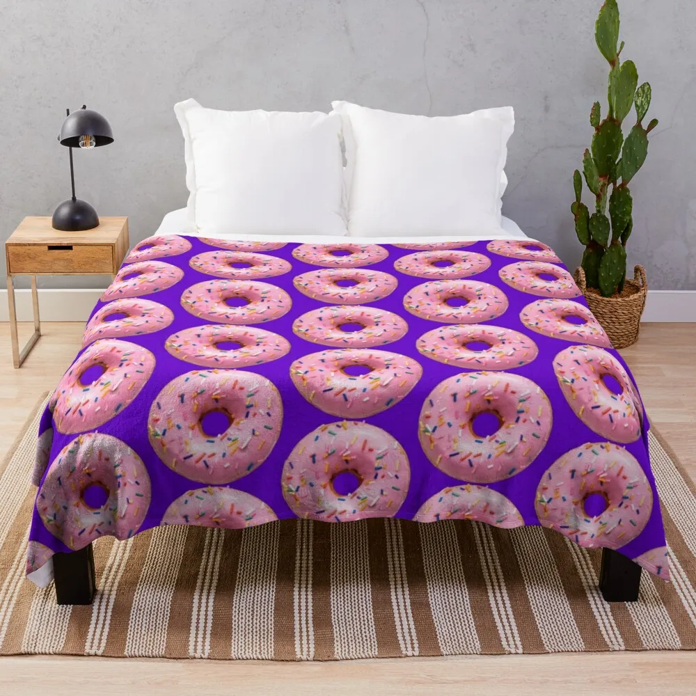 PINK DONUT - #6600CC Throw Blanket Blankets Sofas Of Decoration Thermal Furrys Sofa Throw Blankets