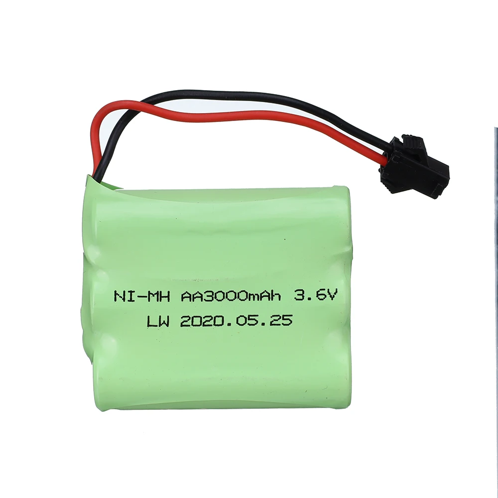 Baterai isi ulang 1/2/3/5 buah 3.6V 3000mAh untuk mobil mainan Rc tangki robot perahu senjata Ni-MH/NiMH AA 3.6V Pak baterai dengan Sm