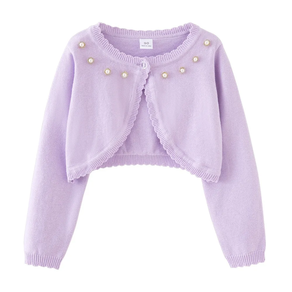 2-14 years old Purple girls Cardigan Thin Spring Children\'s knit sweater 3 4 6 8 10 12 14 year old children\'s clothing