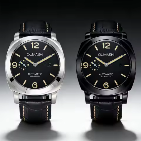 44mm Men's watch Seagull st2555 Movement Stainless Steel case Automatic Mechanical Watch strength mineral glass leather bracelet