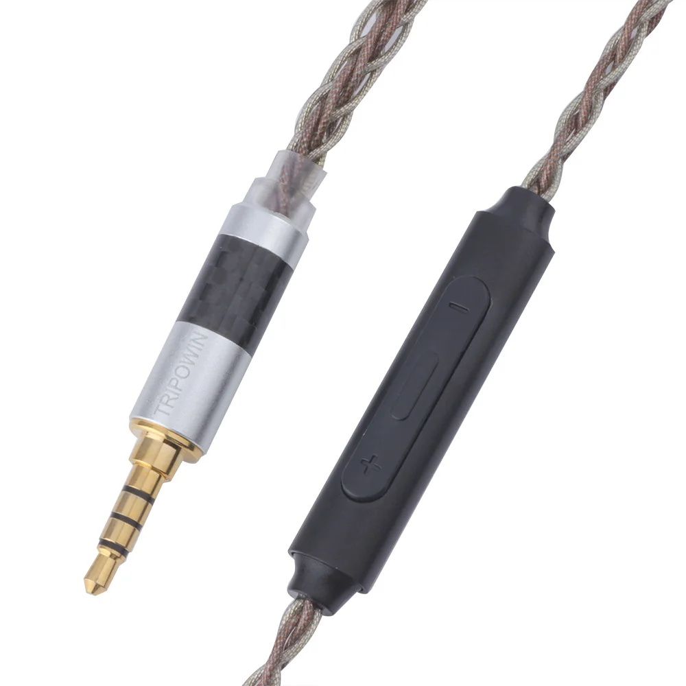 Tripowin C8 oortelefoon vervangende kabel IEM upgradekabel zilver koperfolie gemengd gevlochten klatergoud zilveren draad klatergoud koperdraad