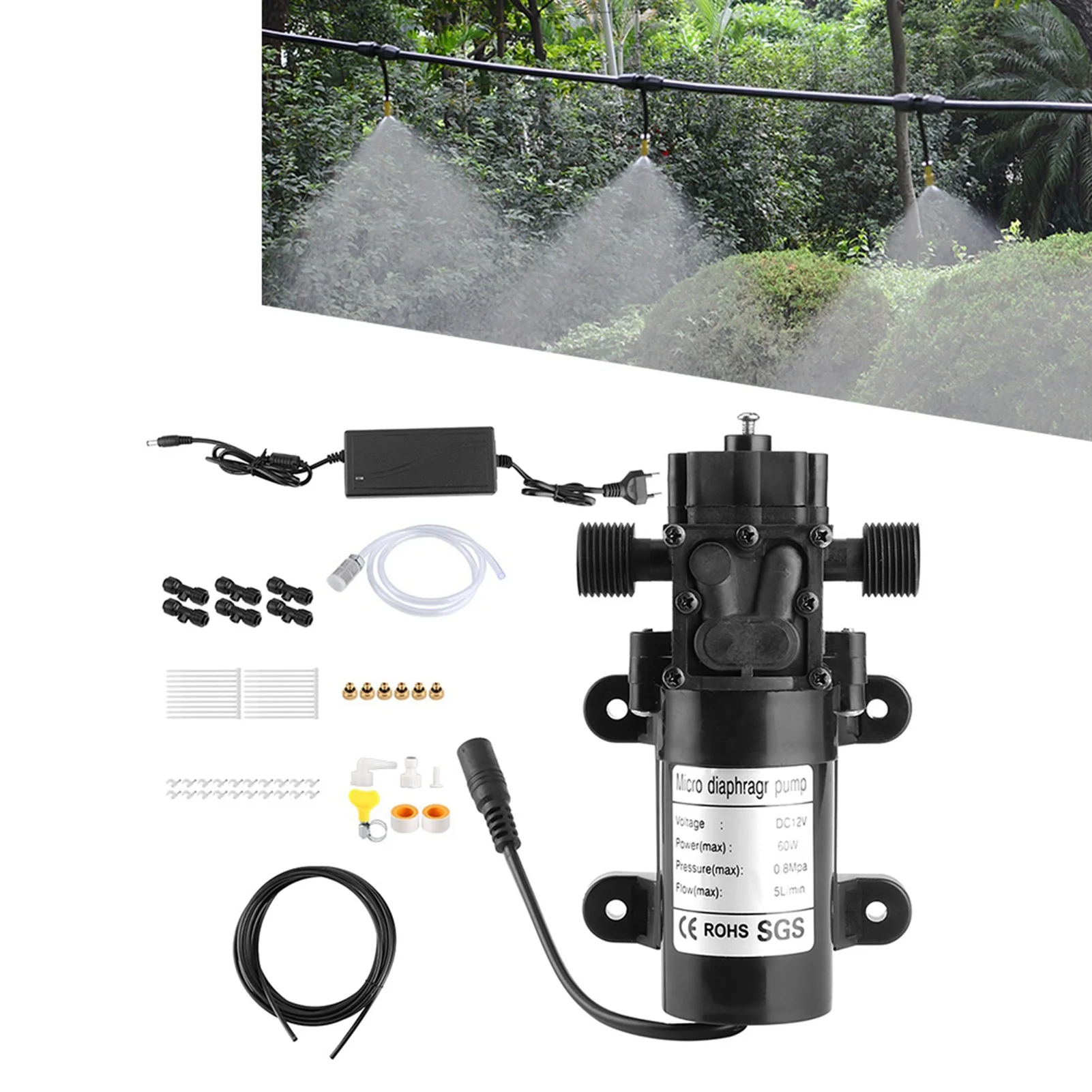 6‑Nozzle 6m Electric Low Pressure Misting Cooling System for Outdoor Garden Greenhouse Irrigation Tools Misting Cooling System