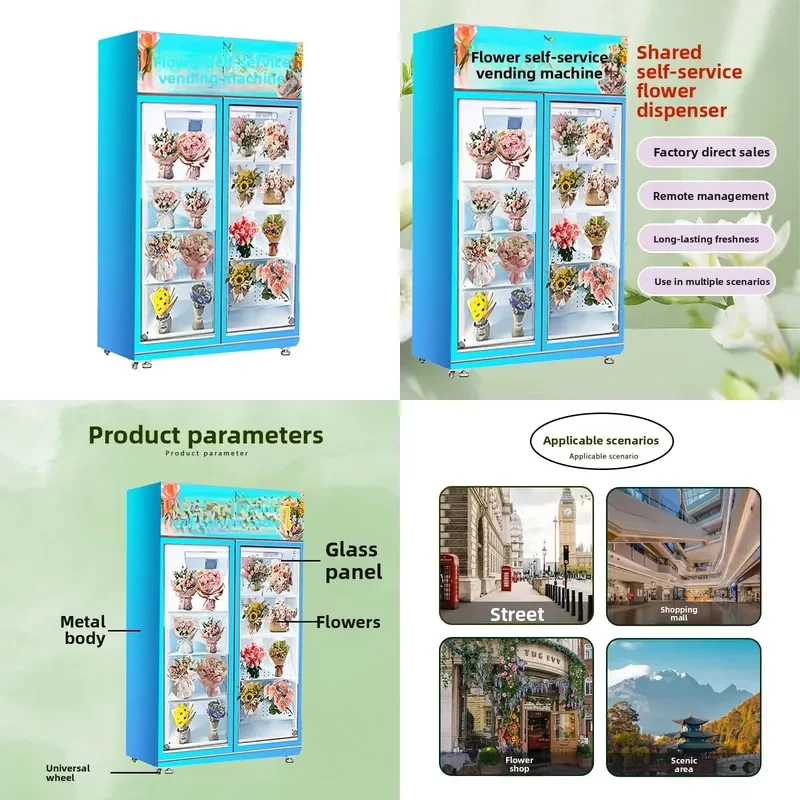 26 Self-Service Flower Vending Machine Automatic Door Opening Fresh Keeping Cabinet 4G Network Compatible Remote Monitoring