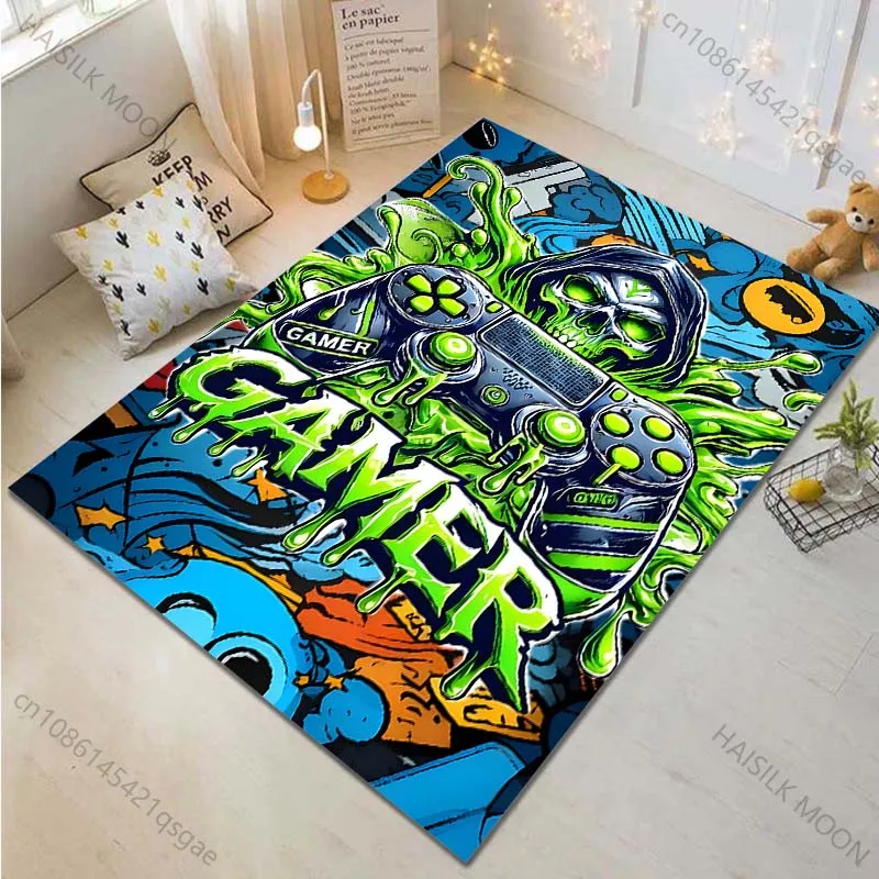 Multiple sizes Skull with Game Controller Carpet for Living Room Bedroom Sofa Home Decor Rus Non-slip Floor Mat Luxury Gift