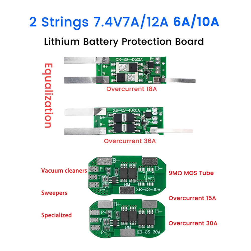 BMS 2S 18650リチウムイオン電池,充電および放電保護ボード,PCB,5a,6a,10a,回路プレートモジュール,7.4v,8.4v,2個